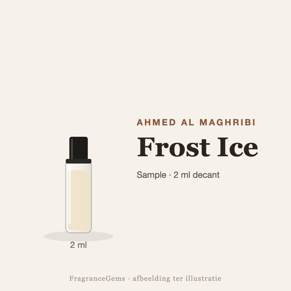 Ahmed Al Maghribi Frost Ice sample – 2 ml decant in glazen sprayflesje