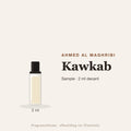 Ahmed Al Maghribi Kawkab sample – 2 ml decant in glazen sprayflesje
