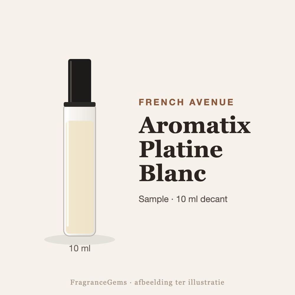 French Avenue Aromatix Platine Blanc sample – 10 ml decant in glazen sprayflesje